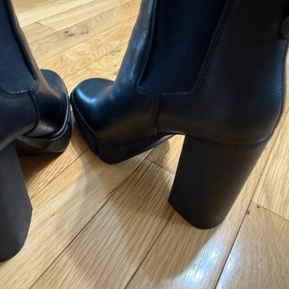 Steve Madden vertex high ankle boots in black leather Chunky Grunge Goth 6.5 - Picture 7 of 11